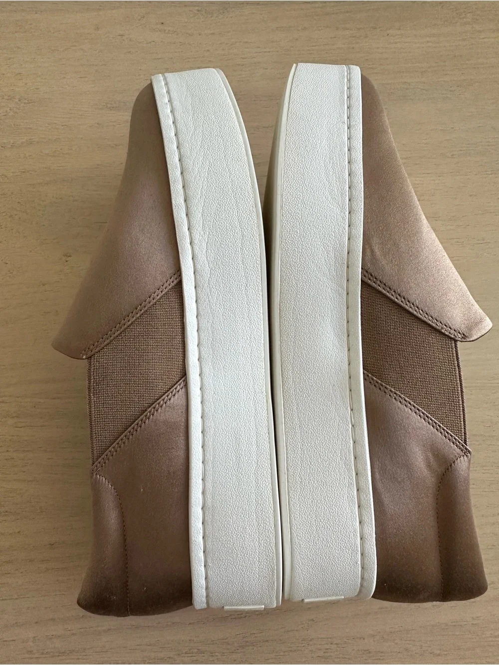 Vince Warren Sneaker - Size 7.5 / Women's Slip-On PlatformSneakers in Taupe/Gold